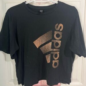 Black Adidas Cropped Shirt Size Small
